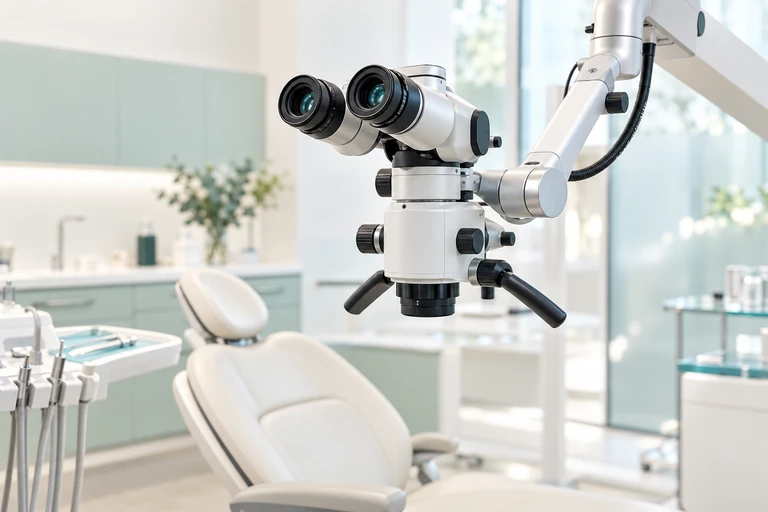 Surgical microscope in a private treatment suite